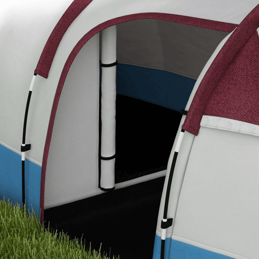 Outsunny Tenda de Campismo Familiar para 3 Pessoas Tenda de Campismo Dobrável Leve com 2 Divisões Bolsa de Transporte Impermeável 2000 mm para Praia e Caminhadas 420x200x150 cm Azul Claro e Vermelho