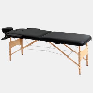 HOMCOM Marquesa de Massagem Dobrável Marquesa com Altura Ajustável 61-88 cm Desenho Ergonómico para Utilização Profissional Fácil de Transportar 185x60 cm Preto