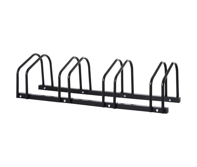 Homcom aparcamiento para bicicletas soporte de acero para aparcar bicicletas en el suelo o pared estacionamiento para interior y exterior 110x33x27 cm negro