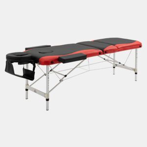 HOMCOM Marquesa de Massagem Dobrável e Portátil Mesa de Massagem com Altura Ajustável Apoio para a Cabeça e Apoio para os Braços 215x60x61-84 cm Preto e Vermelho