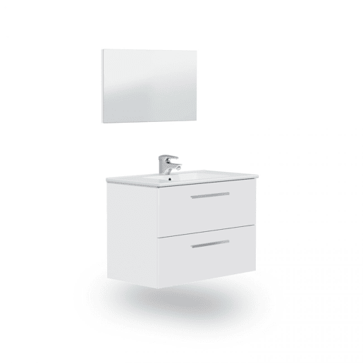 Conjunto de casa de banho com lavatório em cerâmica Feel S Branco brilhante 80 x 57 x 45 cm
