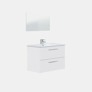 Conjunto de casa de banho com lavatório em cerâmica Feel S Branco brilhante 80 x 57 x 45 cm