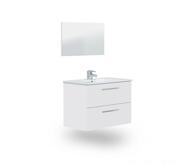 Pack de baño con lavabo cerámico feel s blanco brillo 80 x 57 x 45 cm