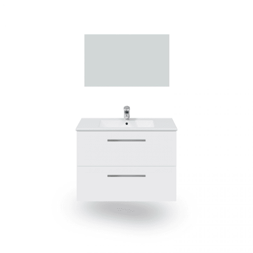 Conjunto de casa de banho com lavatório em cerâmica Feel S Branco brilhante 80 x 57 x 45 cm