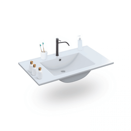 Conjunto de casa de banho com lavatório em cerâmica Feel S Branco brilhante 80 x 57 x 45 cm