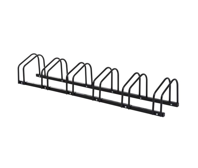 Homcom aparcamiento para bicicletas soporte de acero para aparcar bicicletas en el suelo o pared estacionamiento para interior y exterior 179x33x27 cm negro