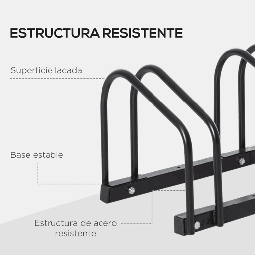 HOMCOM Estacionamento para 6 Bicicletas Suporte de Aço para Estacionar Bicicletas no Chão para Interior e Exterior 179x33x27 cm Preto