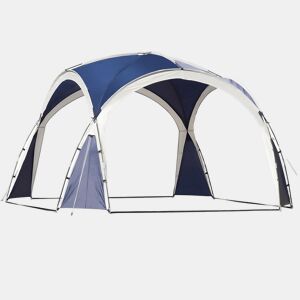 Outsunny Abrigo de Campismo 3,5x3,5 m Toldo de Campismo Dobrável com Gancho Proteção UV e Bolsa de Transporte para Jardim Pátio Piquenique Azul e Cinza Claro