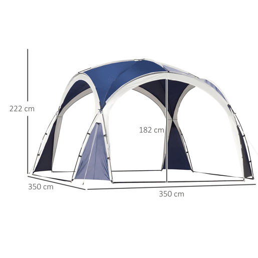 Outsunny Abrigo de Campismo 3,5x3,5 m Toldo de Campismo Dobrável com Gancho Proteção UV e Bolsa de Transporte para Jardim Pátio Piquenique Azul e Cinza Claro