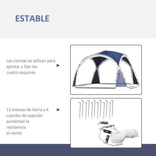 Outsunny Abrigo de Campismo 3,5x3,5 m Toldo de Campismo Dobrável com Gancho Proteção UV e Bolsa de Transporte para Jardim Pátio Piquenique Azul e Cinza Claro