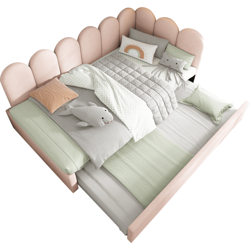 Cama gavetão de veludo 90x200cm,rosa
