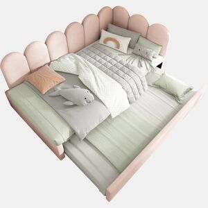 Cama gavetão de veludo 90x200cm,rosa