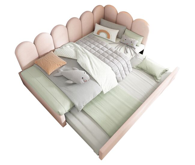 Cama nido de terciopelo 90x200cm,rosa