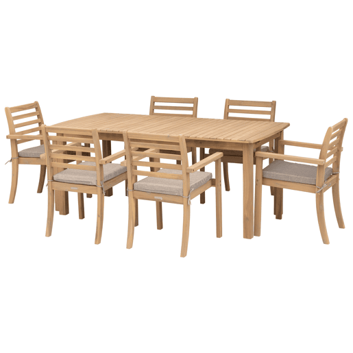 Conjunto de mobiliário de jardim extensível 180240cm PADAR em madeira de acácia 8 lugares - almofadas de areia