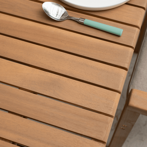 Conjunto de mobiliário de jardim extensível 180240cm PADAR em madeira de acácia 8 lugares - almofadas de areia