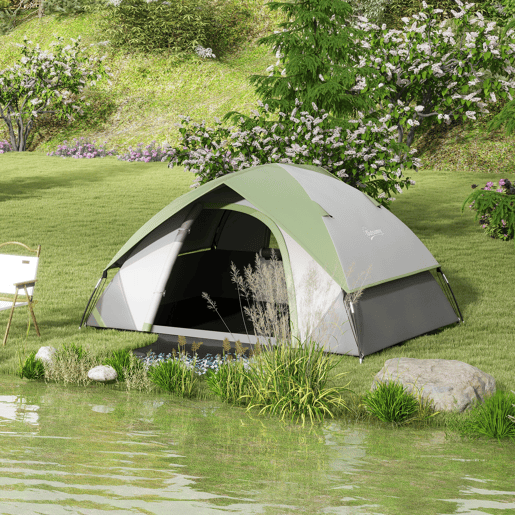 Outsunny Tenda de Campismo para 1-2 Pessoas Tenda de Campismo Dobrável com Janela e Bolsa de Transporte Impermeável 3000 mm 210x150x110 cm Verde