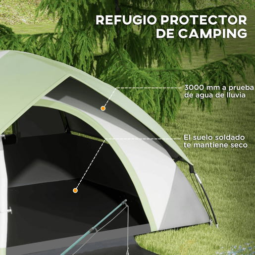 Outsunny Tenda de Campismo para 1-2 Pessoas Tenda de Campismo Dobrável com Janela e Bolsa de Transporte Impermeável 3000 mm 210x150x110 cm Verde
