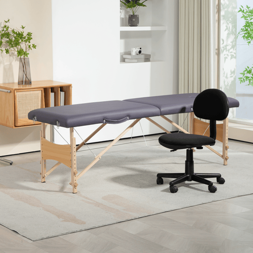 HOMCOM Marquesa de Massagem Dobrável Mesa de Massagem Portátil com Apoio de Cabeça Estrutura de Madeira Marquesa Fisioterapia com Altura Regulável e Bolsa de Transporte 186x60x61-87 cm Roxo
