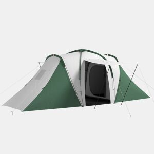Outsunny Tenda de Campismo Familiar para 4-6 Pessoas com 2 Dormitórios Tenda de Campismo Grande Impermeável 3000 mm com Bolsa de Transporte 555x225x190 cm Cinza e Verde