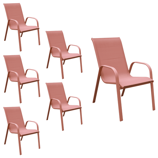 Conjunto de 6 cadeiras MARBELLA em textilene terracota - alumínio terracota