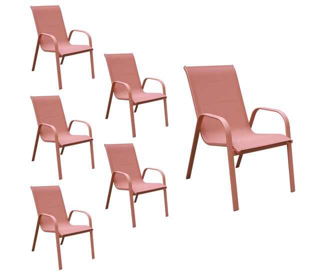 Pack de 6 sillas marbella de textileno terracota - aluminio terracota