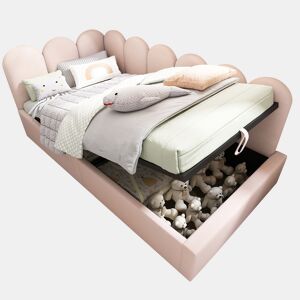 Cama de solteiro de veludo 90x200cm com armazenamento,rosa