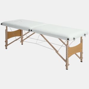 HOMCOM Marquesa de Massagem Dobrável Portátil com Reposacabeças, Estrutura em Madeira, Altura Ajustável e Bolsa de Transporte 186x60x61-87 cm Creme