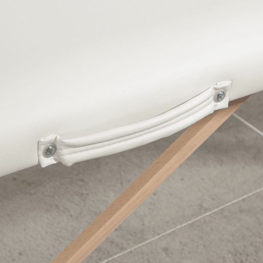 HOMCOM Marquesa de Massagem Dobrável Portátil com Reposacabeças, Estrutura em Madeira, Altura Ajustável e Bolsa de Transporte 186x60x61-87 cm Creme