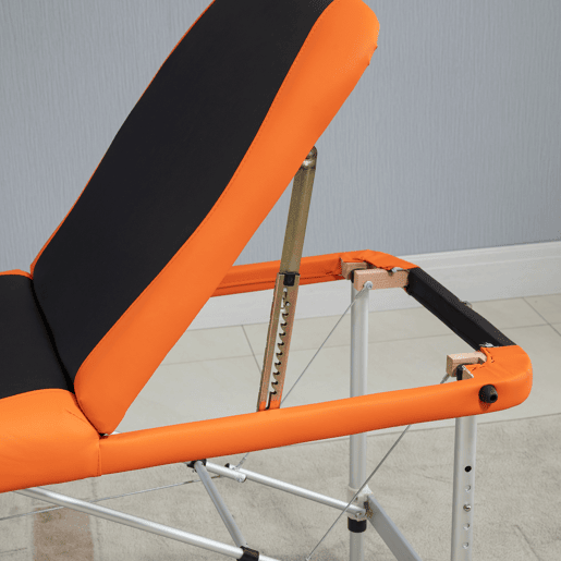 HOMCOM Marquesa de Massagem Dobrável e Portátil com Altura Ajustável Apoio para a Cabeça e Apoio para os Braços 210x81x62-85 cm Laranja e Preto