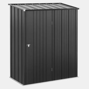 Outsunny Abrigo de Jardim 1,34m² 161,5x94,5x196 cm Abrigo de Exterior de Aço Galvanizado com Porta e Fechadura para Armazenamento de Ferramentas Preto