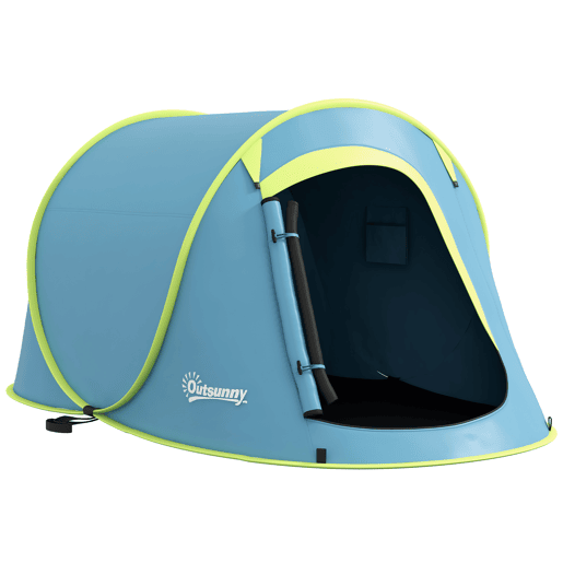 Outsunny Tenda de Campismo para 1-2 Pessoas Tenda de Campismo Impermeável de 2000 mm com Bolsa de Transporte para Campismo Pesca Trekking 245x148x105 cm Azul