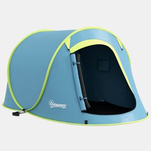 Outsunny Tenda de Campismo para 1-2 Pessoas Tenda de Campismo Impermeável de 2000 mm com Bolsa de Transporte para Campismo Pesca Trekking 245x148x105 cm Azul