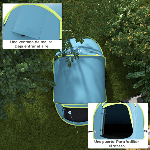 Outsunny Tenda de Campismo para 1-2 Pessoas Tenda de Campismo Impermeável de 2000 mm com Bolsa de Transporte para Campismo Pesca Trekking 245x148x105 cm Azul