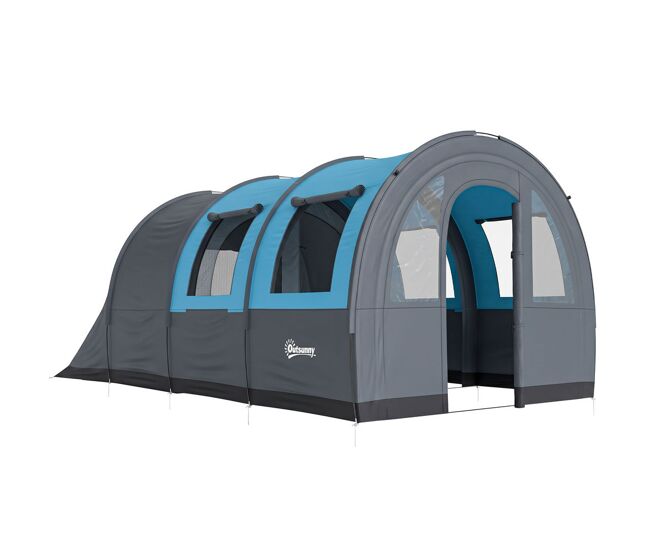 Outsunny tienda de campaña familiar para 3 personas tienda de camping plegable grande impermeable 3000 mm con 2 habitaciones puertas y bolsa de transporte para senderismo 480x260x200 cm gris