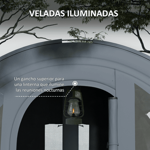 Outsunny Tenda de Campismo Familiar para 3 Pessoas Tenda de Campismo Dobrável com 2 Quartos Portas e Bolsa de Transporte Impermeável 3000 mm para Trekking 480x260x200 cm Cinza