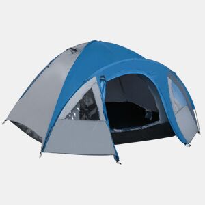 Outsunny Tenda de Campismo para 3 Pessoas Dupla Camada com Janelas, 2 Bolsos e Bolsa de Transporte 250x300x130 cm Cinzento e Azul