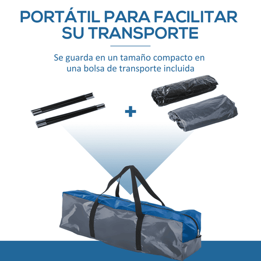 Outsunny Tenda de Campismo para 3 Pessoas Dupla Camada com Janelas, 2 Bolsos e Bolsa de Transporte 250x300x130 cm Cinzento e Azul
