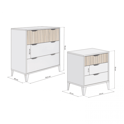 Nitza no quarto Blanco Artik (Blanco Mate) - Natur 70,5 x 76 x 40 cm