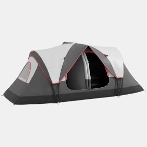 Outsunny Tenda de Campismo Familiar para 5-6 Pessoas Tenda de Campismo Dobrável com 2 Quartos e Bolsa de Transporte Impermeável para Trekking 450x215x180 cm Cinza