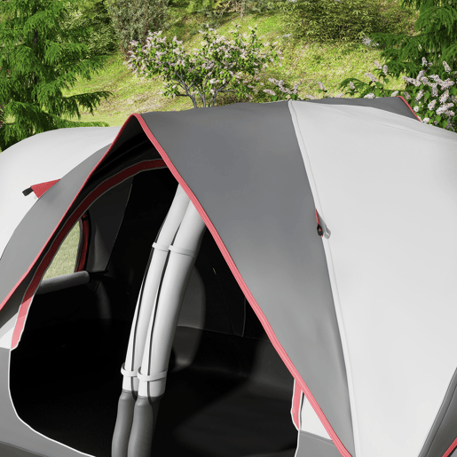 Outsunny Tenda de Campismo Familiar para 5-6 Pessoas Tenda de Campismo Dobrável com 2 Quartos e Bolsa de Transporte Impermeável para Trekking 450x215x180 cm Cinza
