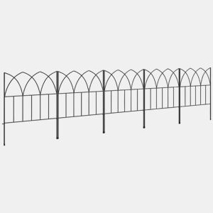 Outsunny Cercas de Jardim 205x45,5 cm Conjunto de 5 Cercas Decorativas para Jardim de Metal Combinação Livre Barreira para Animais para Terraço PÔtio Relva Preto