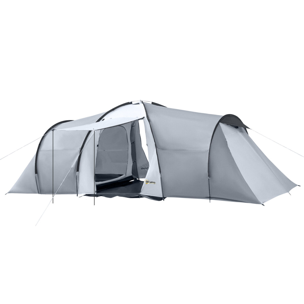 Outsunny tienda de campaña familiar para 4-6 personas tienda de camping plegable ligero con 2 ventanas y bolsa de transporte impermeable anti-uv para senderismo 590x245x193 cm gris
