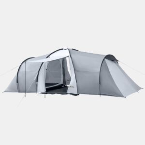 Outsunny Tenda de Campismo Familiar para 4-6 Pessoas Tenda de Campismo Dobrável com 2 Janelas e Bolsa de Transporte Impermeável Anti-UV para Caminhadas 590x245x193 cm Cinza