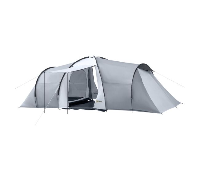 Outsunny tienda de campaña familiar grande para 4 personas tienda de camping plegable ligero con 2 ventanas y bolsa de transporte impermeable anti-uv para senderismo 590x245x193 cm gris