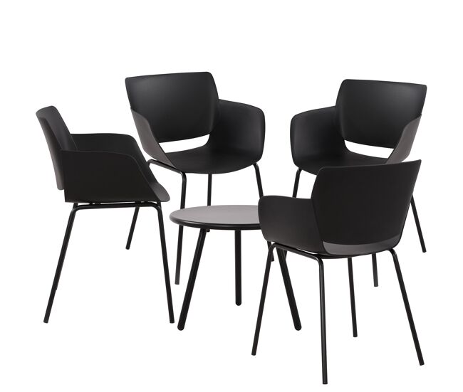 Grupo de asientos berena plástico negro 158x158x80 cm