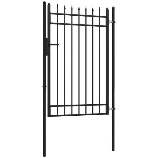 Outsunny Porta para Vedação de Jardim de Aço Galvanizado com Decoração de Setas Fechadura e Chaves Porta de Vedação para Exterior Pátio 107x204 cm Preto