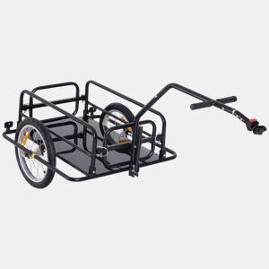 HOMCOM Reboque de Carga para Bicicleta Carrinho Dobrável para Bicicleta com 2 Rodas Refletores Seguros Carga 40 kg 155x71,5x77 cm Preto