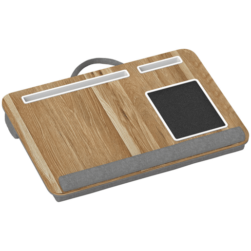 HOMCOM Suporte para Portátil com Amofada Suporte para Portátil com Ranhura para Tablet Almofada para Mouse Apoio para os Punhos Mesa para Portátil para Casa Escritório 55,5x37x9 cm Carvalho