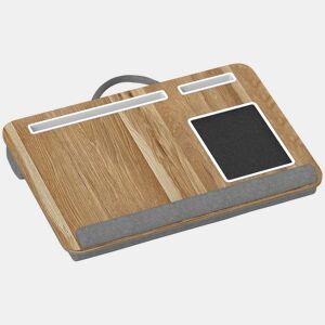 HOMCOM Suporte para Portátil com Amofada Suporte para Portátil com Ranhura para Tablet Almofada para Mouse Apoio para os Punhos Mesa para Portátil para Casa Escritório 55,5x37x9 cm Carvalho