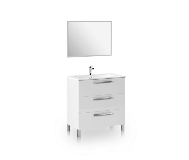 Pack de baño con lavabo cerámico feel blanco brillo 80 x 57 x 45 cm